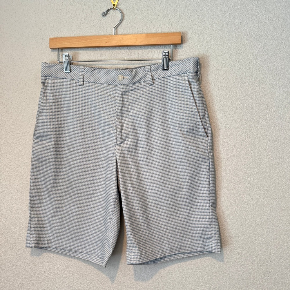 Walter Hagen 11 Majors Mens Blue White Geometric Golf Shorts Size 34